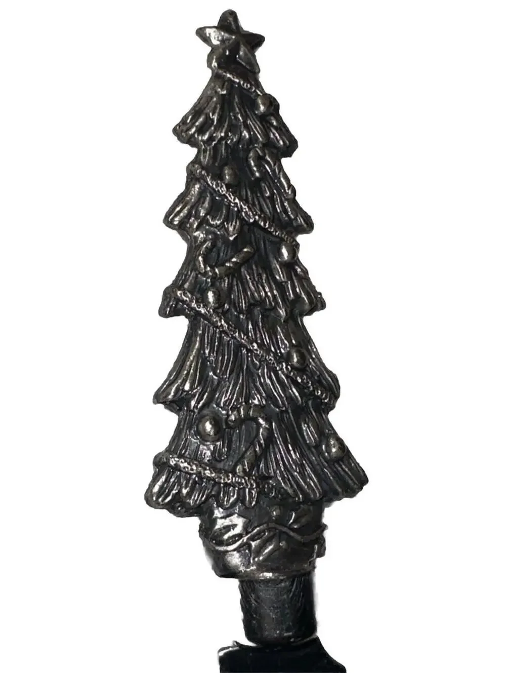 Vtg Gang STAINLESS AND PEWTER CHEESE SPREADER w Christmas Tree handle Ornate